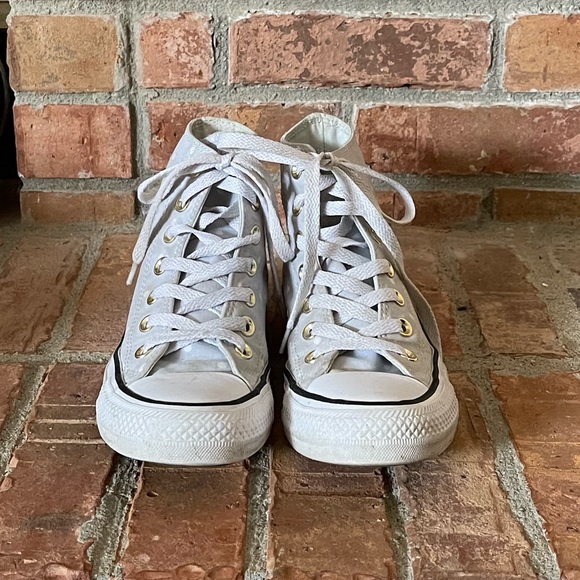 Converse Gray Polka Dot High Top Sneakers - Picture 4 of 9